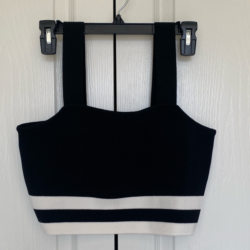 NWT Black and White Striped Crop Top and Skirt Set.